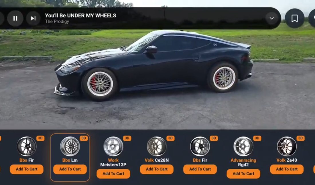 ARA Automotive: wheels placed on a car in augmented reality